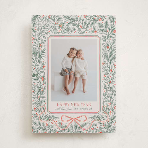 This is a pine photo christmas cards with standard by Elly called merry botanical printing on recycled smooth signature in standard