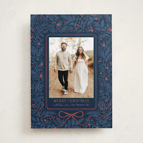 This is a blueberry photo christmas cards with standard by Elly called merry botanical printing on recycled smooth signature in standard