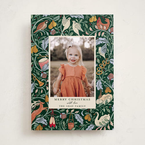 This is a evergreen photo christmas cards with standard by Sarah Knight called 12 days of christmas printing on recycled smooth signature in standard