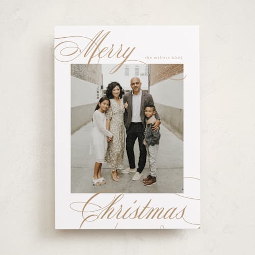 This is a gingerbread photo christmas cards with standard by Nicole Walsh called merry script printing on recycled smooth signature in standard