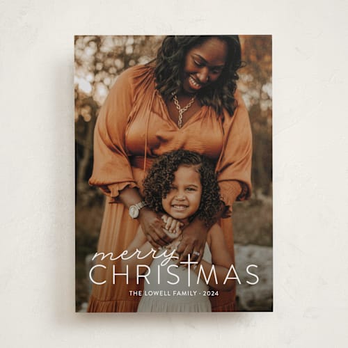 This is a snow photo christmas cards with standard by Sarah Brown called merry crossmas printing on recycled smooth signature in standard
