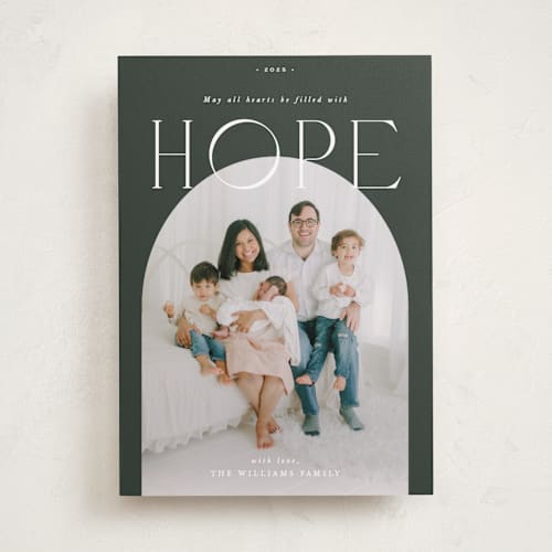 This is a fir photo christmas cards with standard by Blustery August called hope printing on recycled smooth signature in standard