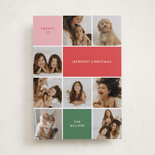 This is a peppermint photo christmas cards with standard by Olivia Williams called festive collage printing on recycled smooth signature in standard