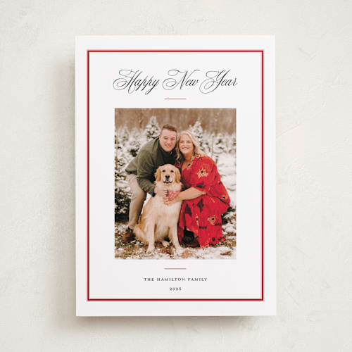 This is a crimson photo christmas cards with standard by Annie Shapiro called elegant frame printing on recycled smooth signature in standard