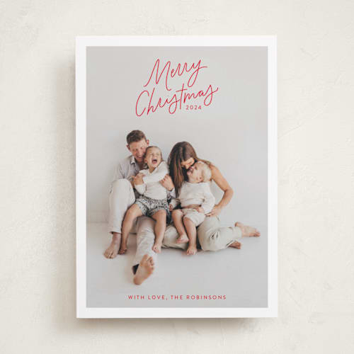 This is a holly berry photo christmas cards with standard by Kristen Magee called angled merry christmas printing on recycled smooth signature in standard