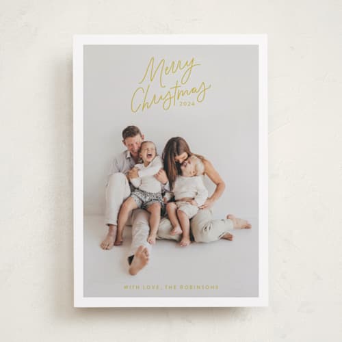 This is a elf shoes photo christmas cards with standard by Kristen Magee called angled merry christmas printing on recycled smooth signature in standard