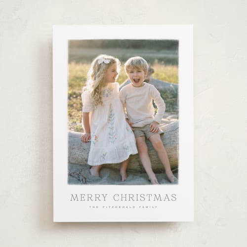 This is a fir photo christmas cards with standard by Wildfield Paper Co called winter daisy printing on recycled smooth signature in standard