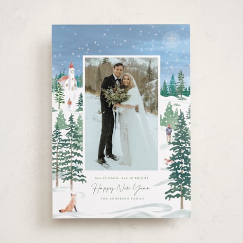 This is a juniper photo christmas cards with standard by Paper Sun Studio called i wonder as i wander printing on recycled smooth signature in standard