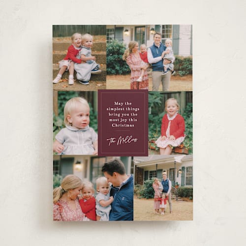 This is a sugar plum photo christmas cards with standard by Jennifer Wick called post script printing on recycled smooth signature in standard