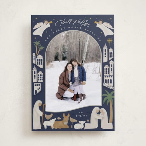 This is a royal photo christmas cards with standard by Joanna Griffin called neutral nativity printing on recycled smooth signature in standard