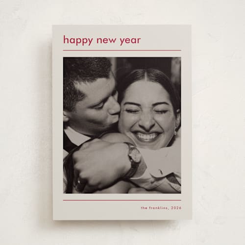 This is a vanilla photo christmas cards with standard by Stacey Meacham called modern blessing printing on recycled smooth signature in standard