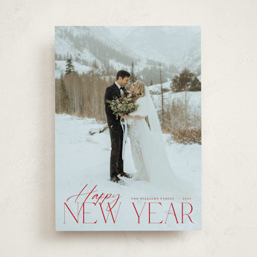 This is a pomegranate photo christmas cards with standard by Benita Crandall called season's greetings printing on recycled smooth signature in standard