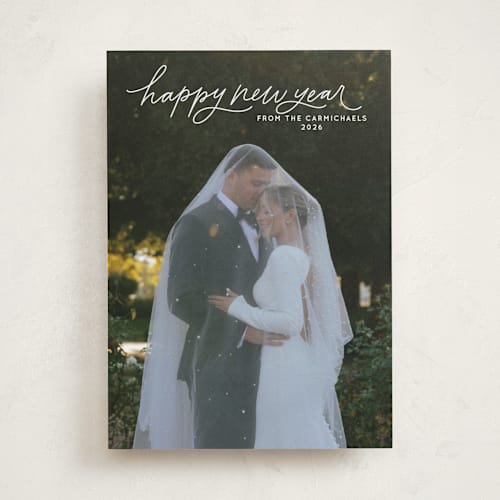 This is a snow photo christmas cards with standard by Kristen Magee called merry christmas script printing on recycled smooth signature in standard