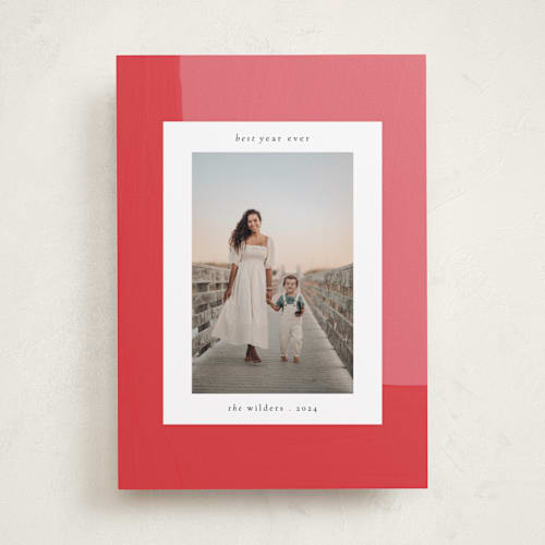 This is a berry photo christmas cards with standard by Morgan Kendall called modern abstract printing on recycled smooth signature in standard