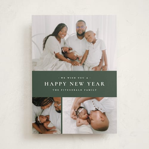 This is a eucalyptus photo christmas cards with standard by Wildfield Paper Co called quartzite printing on recycled smooth signature in standard