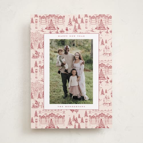 This is a berry photo christmas cards with standard by Teju Reval called nutcracker toile printing on recycled smooth signature in standard