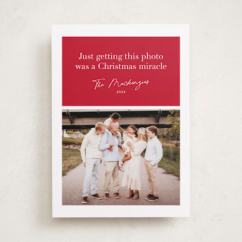 This is a santa's underpants photo christmas cards with standard by Hudson meet Rose called a christmas miracle printing on recycled smooth signature in standard
