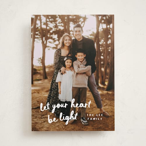 This is a snow photo christmas cards with standard by Sara Hicks Malone called heart be light printing on recycled smooth signature in standard