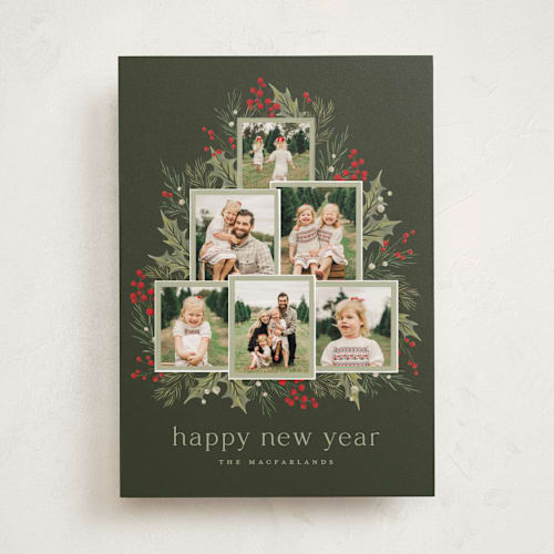 This is a garland photo christmas cards with standard by Wildfield Paper Co called o' christmas tree printing on recycled smooth signature in standard