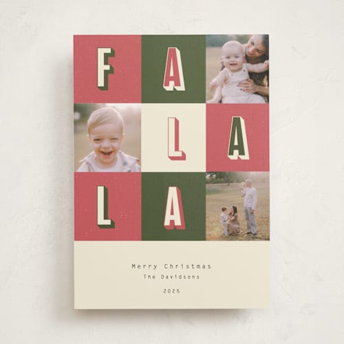 This is a elf shoes photo christmas cards with standard by Peony Rose Design called fa la la christmas printing on recycled smooth signature in standard