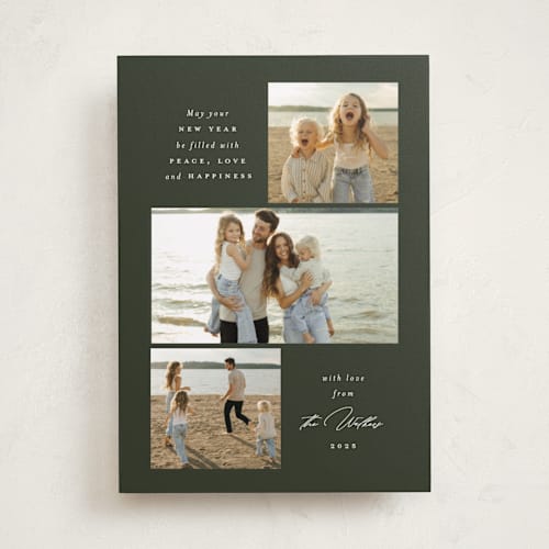 This is a pine photo christmas cards with standard by Emily Betts called three simplicity printing on recycled smooth signature in standard
