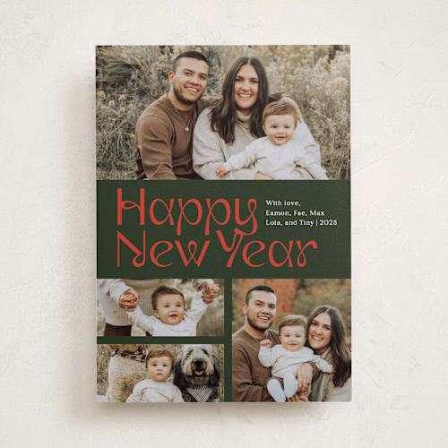 This is a wreath photo christmas cards with standard by Ellis called twist printing on recycled smooth signature in standard