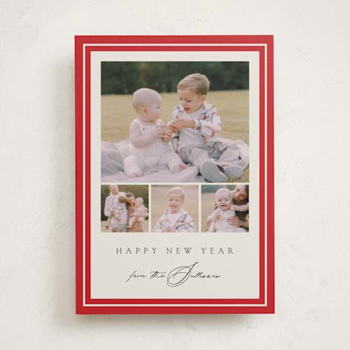 This is a poinsettia photo christmas cards with standard by Amy Kross called tailored printing on recycled smooth signature in standard