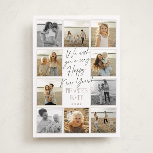 This is a snow photo christmas cards with standard by Robert and Stella called christmas candids printing on recycled smooth signature in standard