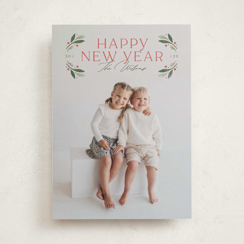 This is a wreath photo christmas cards with standard by Michelle Taylor called festive peace printing on recycled smooth signature in standard