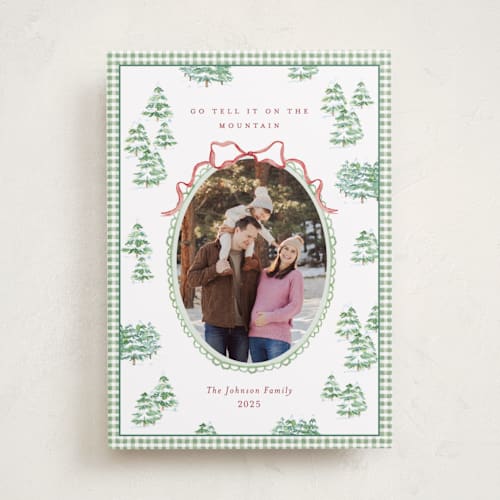 This is a pistachio photo christmas cards with standard by Bayberry Kate called alpine printing on recycled smooth signature in standard