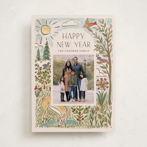 This is a eggnog photo christmas cards with standard by Amy Kross called all bright printing on recycled smooth signature in standard