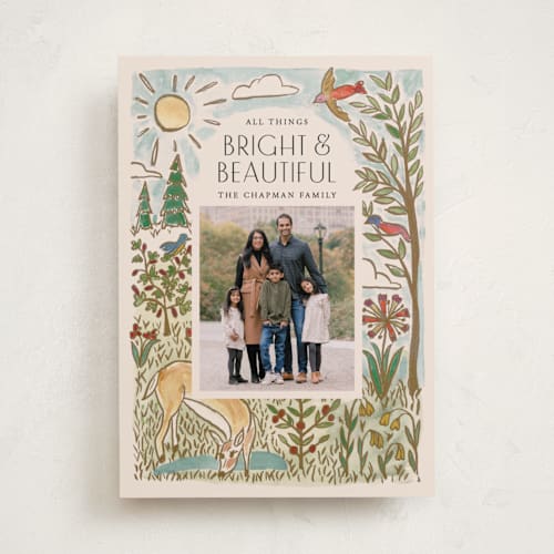 This is a eggnog photo christmas cards with standard by Amy Kross called all bright printing on recycled smooth signature in standard