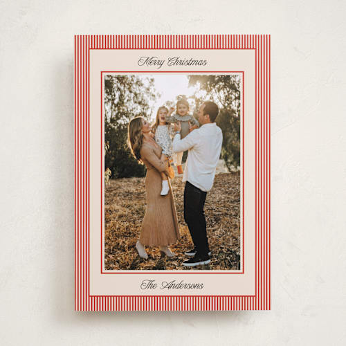 This is a ruby photo christmas cards with standard by Annie Shapiro called little stripes printing on recycled smooth signature in standard