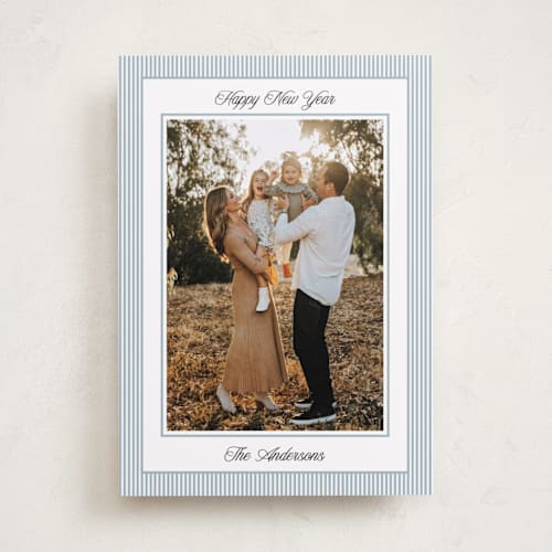 This is a pool photo christmas cards with standard by Annie Shapiro called little stripes printing on recycled smooth signature in standard