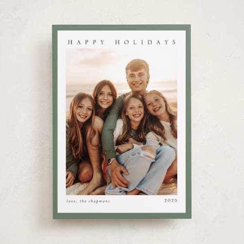 This is a pine photo christmas cards with standard by Chris Griffith called holiday feels printing on recycled smooth signature in standard