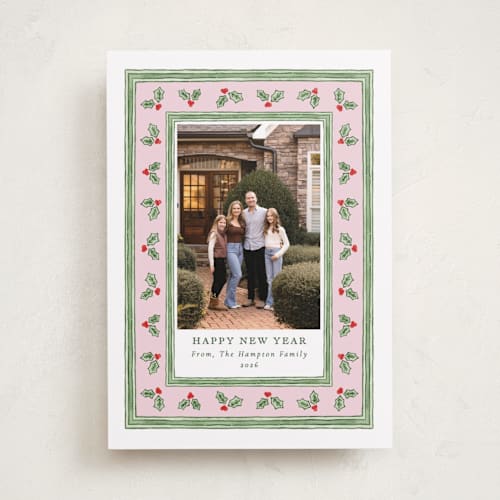 This is a candy photo christmas cards with standard by Lauren Jopling called holly berry frame printing on recycled smooth signature in standard