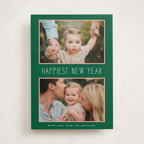 This is a pine photo christmas cards with standard by Lindsay Megahed called peaceful pair printing on recycled smooth signature in standard