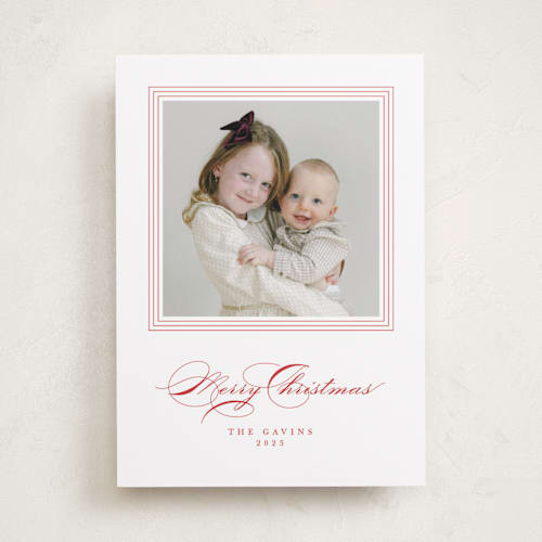 This is a poinsettia photo christmas cards with standard by Kate Ahn called gavin printing on recycled smooth signature in standard