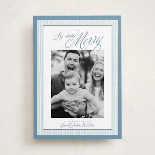 This is a frost photo christmas cards with standard by Alston Foster called merry striped frame printing on recycled smooth signature in standard