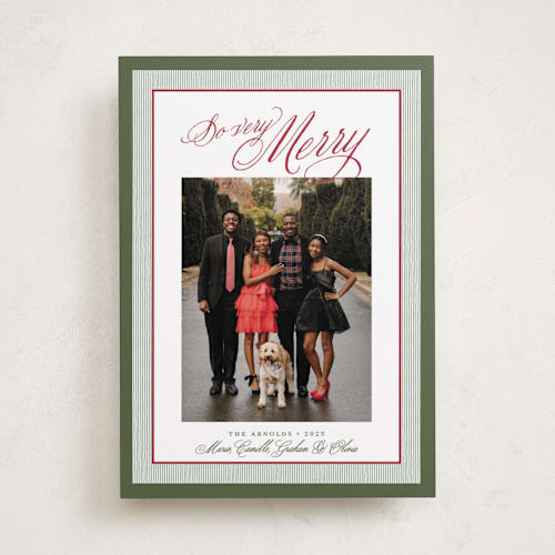 This is a holly jolly photo christmas cards with standard by Alston Foster called merry striped frame printing on recycled smooth signature in standard