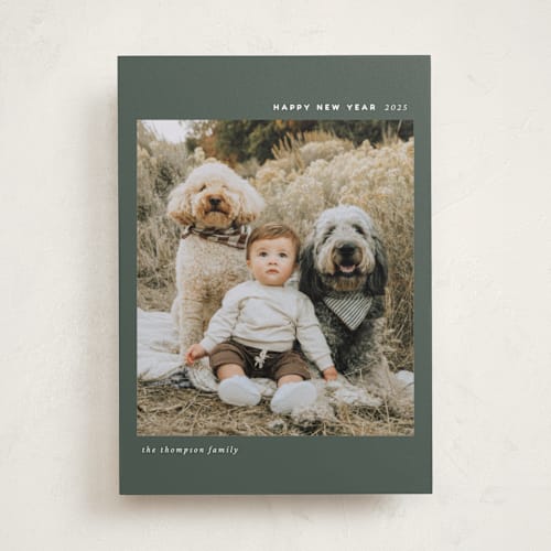 This is a fir photo christmas cards with standard by Ashley Iwafuchi called simple greeting printing on recycled smooth signature in standard