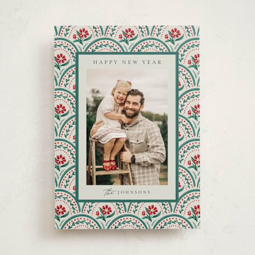 This is a emerald photo christmas cards with standard by Chris Griffith called tapestry holiday printing on recycled smooth signature in standard