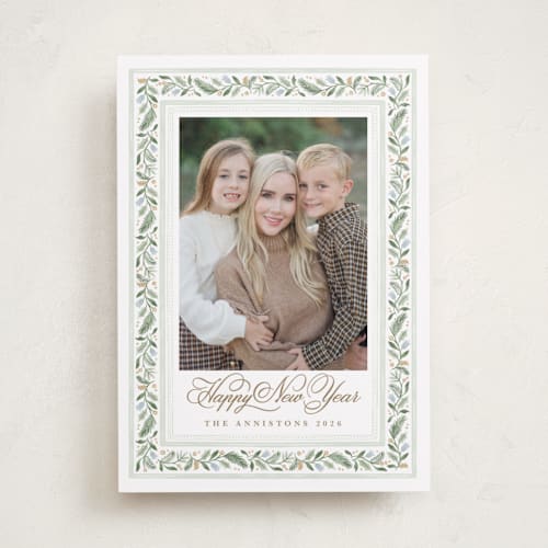 This is a mint photo christmas cards with standard by Kristen Smith called painted garland printing on recycled smooth signature in standard
