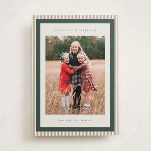 This is a forest photo christmas cards with standard by Jackie Crawford called modern striped frame printing on recycled smooth signature in standard