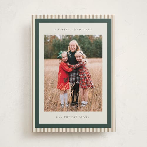 This is a forest photo christmas cards with standard by Jackie Crawford called modern striped frame printing on recycled smooth signature in standard
