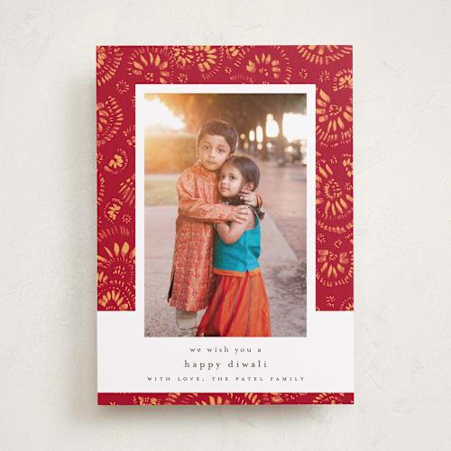 This is a crimson diwali cards with standard by Susanne Kasielke called spreading love printing on recycled smooth signature in standard