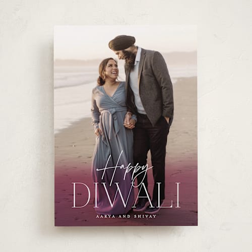 This is a baigani diwali cards with standard by Brooke Chandler called diwali glow printing on recycled smooth signature in standard