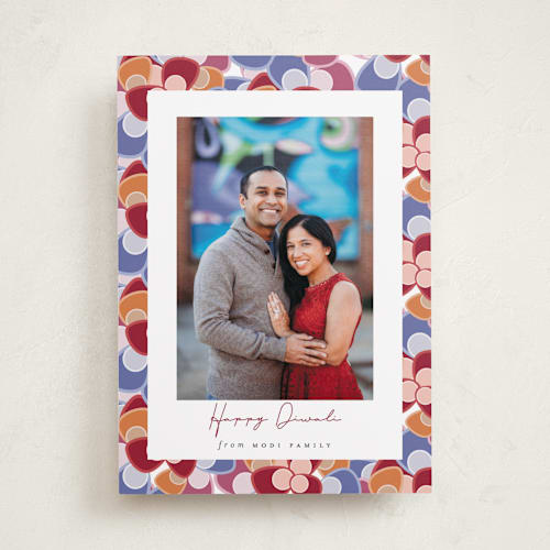 This is a cherry diwali cards with standard by Maja Cunningham called peacock feathers printing on recycled smooth signature in standard
