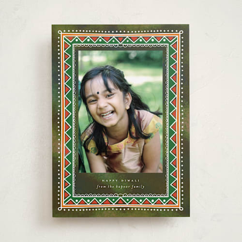 This is a haarabhara diwali cards with standard by Sejal Banker called rangoli borders printing on recycled smooth signature in standard