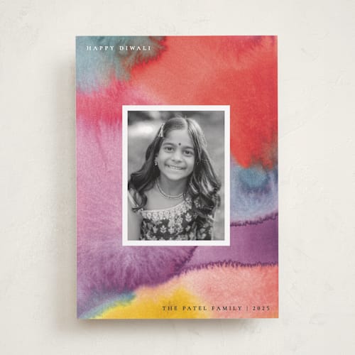 This is a peacock diwali cards with standard by Sumak Studio called vivid printing on recycled smooth signature in standard